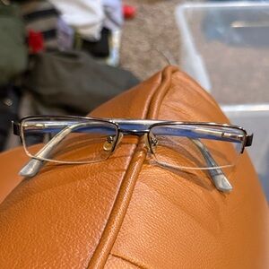 Armani Men's Rectangular Semi-Rimless Reading Glasses - Brown Frame